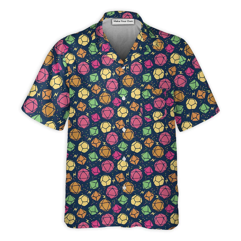 DnD Dice Colorful Pattern Small - Hawaiian Shirt - Reefox