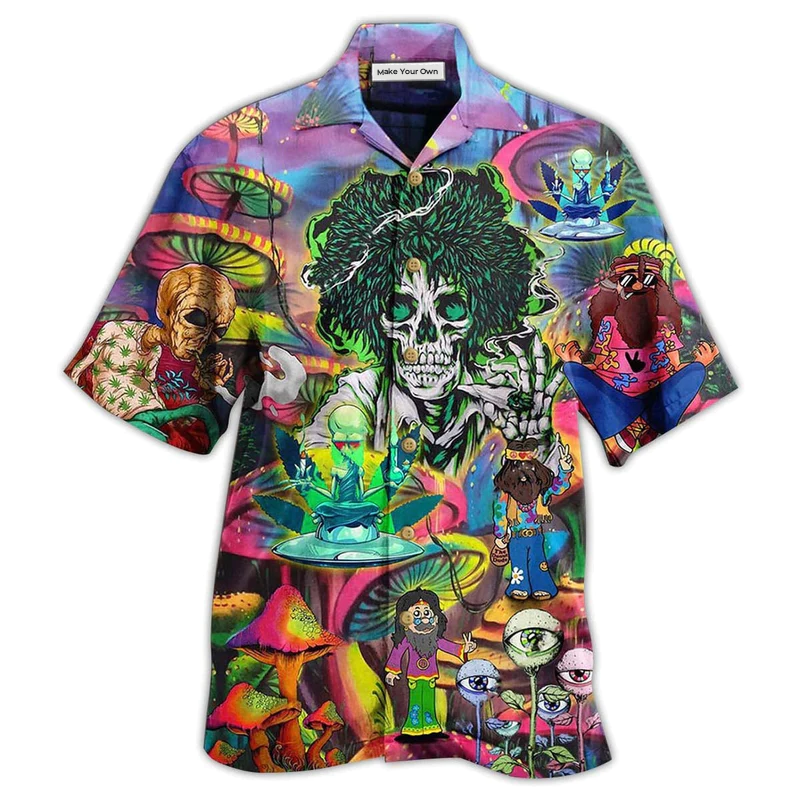 Hawaiian Shirt / Adults / S Hippie Skull Alien Mix Color - Hawaiian Shirt - Reefox