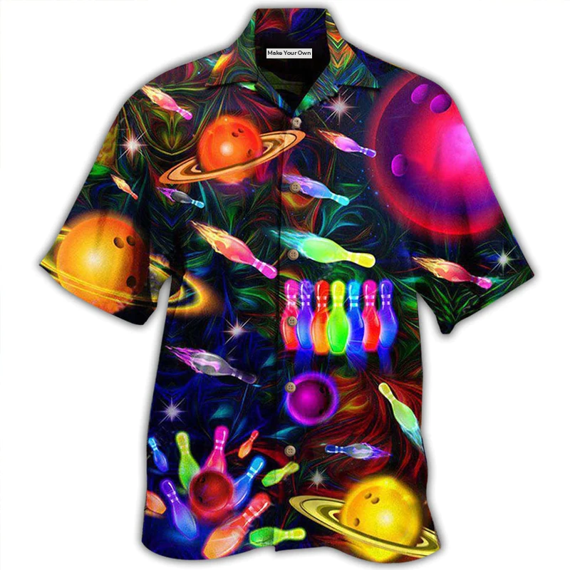 Hawaiian Shirt / Adults / S Bowling Neon Space Strike The Universe - Hawaiian Shirt - Reefox