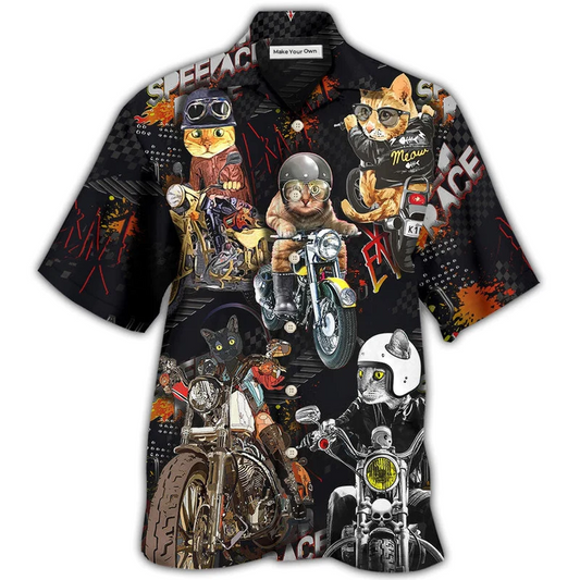 Hawaiian Shirt / Adults / S Motorcycle I Like Motocycles And Cats - Hawaiian Shirt - Reefox