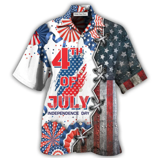 Hawaiian Shirt / Adults / S America Independence Day Happy Day - Hawaiian Shirt - Reefox
