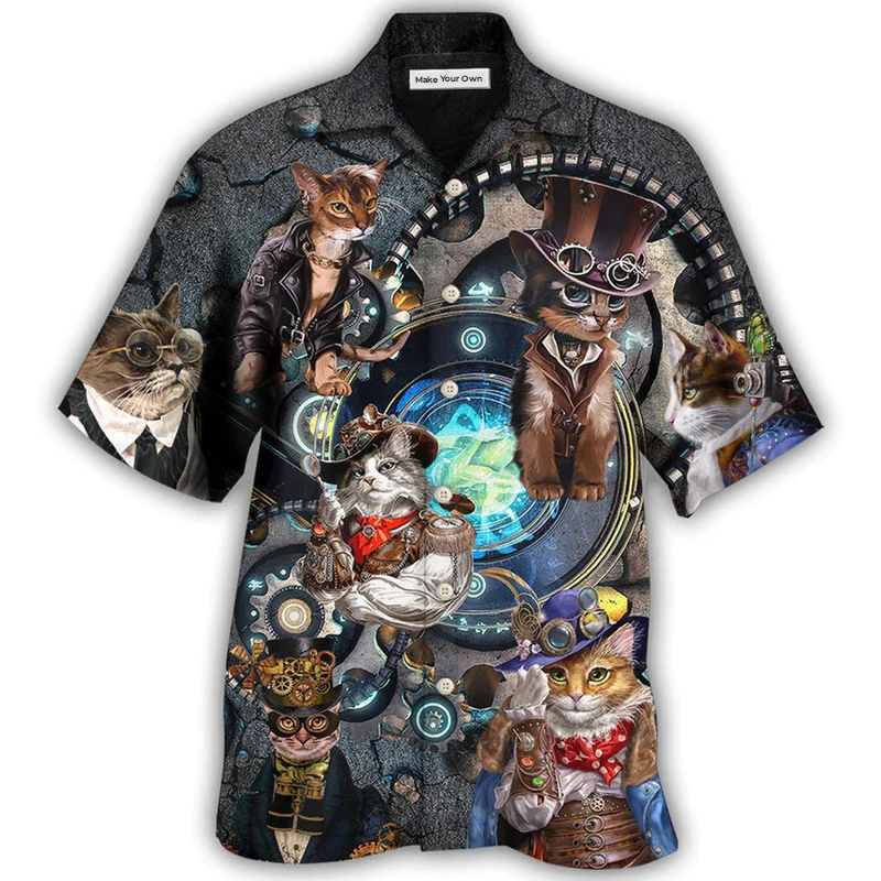 Hawaiian Shirt / Adults / S Cat Mechanic Cool Style - Hawaiian Shirt - Reefox