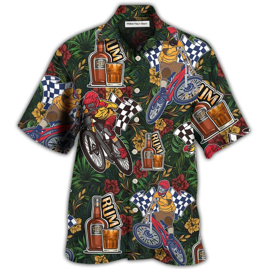 Hawaiian Shirt / Adults / S Wine I Like Rum And Mountain Biking - Hawaiian Shirt - Reefox