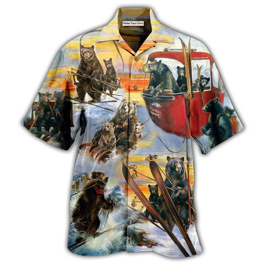 Hawaiian Shirt / Adults / S Bear Live Breathe Ski Funny - Hawaiian Shirt - Reefox