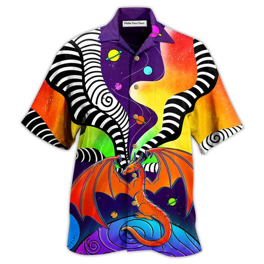 Hawaiian Shirt / Adults / S Dragon Color Galaxy Style Colorful - Hawaiian Shirt - Reefox