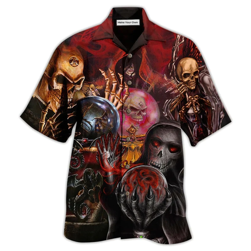 Hawaiian Shirt / Adults / S Skull Hello Darkness - Hawaiian Shirt - Reefox