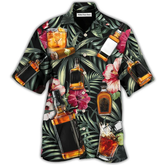 Hawaiian Shirt / Adults / S Wine Bourbon Tropical Leaf - Hawaiian Shirt - Reefox