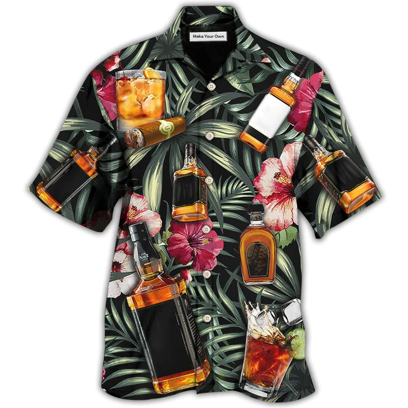 Hawaiian Shirt / Adults / S Wine Bourbon Tropical Leaf - Hawaiian Shirt - Reefox