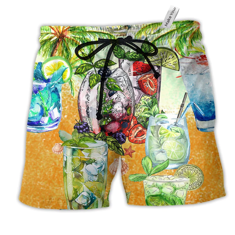Beach Short / Adults / S Cocktail Mojito Gives Summer Vibe - Beach Short Reefox - Owls Matrix LTD