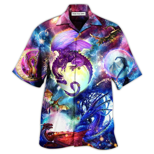 Hawaiian Shirt / Adults / S Dragon Love Life Galaxy Sky - Hawaiian Shirt - Reefox