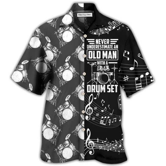 Hawaiian Shirt / Adults / S Drum Never Underestmate An Old Man With A Drum Set - Hawaiian Shirt - Reefox