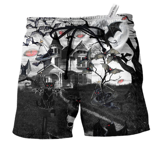 Beach Short / Adults / S Halloween Flying Cats - Beach Short Reefox - Owls Matrix LTD