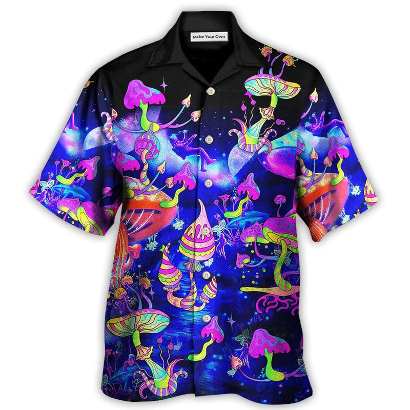 Hawaiian Shirt / Adults / S Hippie Mushroom Galaxy Neon Colorful Art - Hawaiian Shirt - Reefox