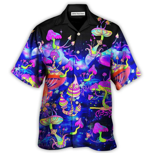 Hawaiian Shirt / Adults / S Hippie Mushroom Galaxy Neon Colorful Art - Hawaiian Shirt - Reefox