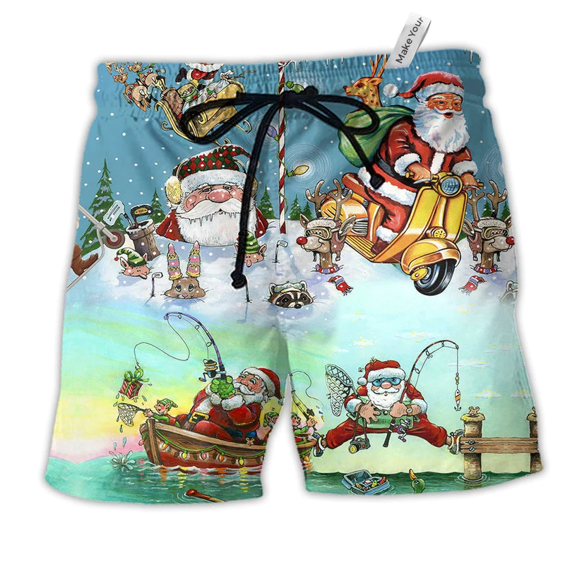 Beach Short / Adults / S Christmas Cute Santa Claus - Beach Short Reefox - Owls Matrix LTD