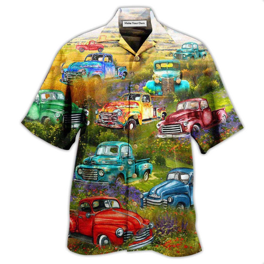 Hawaiian Shirt / Adults / S Car Pickup Trucks This Is How I Roll In Flower Field - Hawaiian Shirt - Reefox