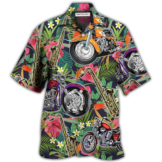 Hawaiian Shirt / Adults / S Motorcycle I Like Motorcycles And Saxophone - Hawaiian Shirt - Reefox