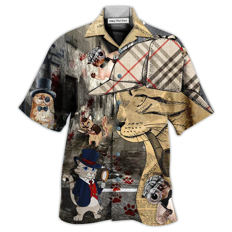 Hawaiian Shirt / Adults / S Cat Cool Master Detective - Hawaiian Shirt - Reefox