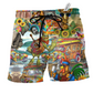 Beach Short / Adults / S Hippie Animals Happy Together - Beach Short Reefox - Owls Matrix LTD
