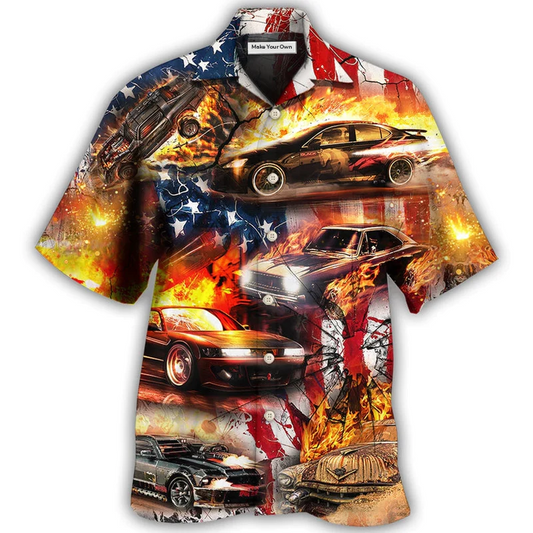 Hawaiian Shirt / Adults / S Car Independence Day Fire - Hawaiian Shirt - Reefox