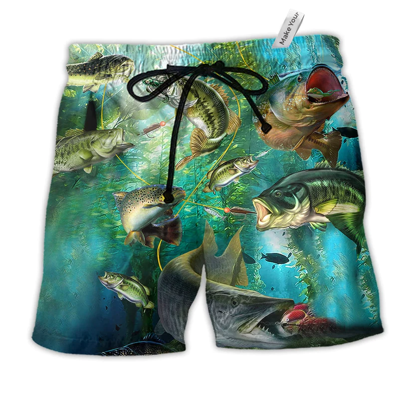 Beach Short / Adults / S Fish More Worry Less Blue Style - Beach Short Reefox - Owls Matrix LTD