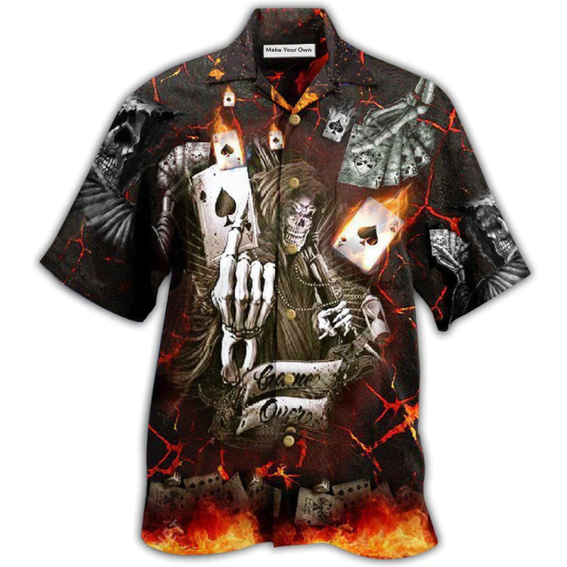 Hawaiian Shirt / Adults / S Gambling Card Game Over Cool - Hawaiian Shirt - Reefox