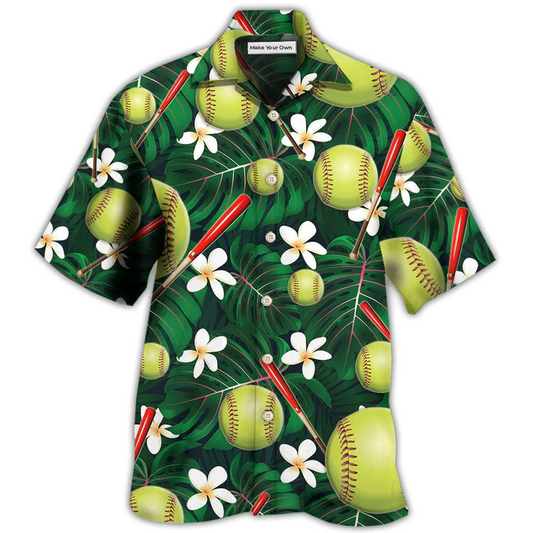 Softball Tropical Floral - Hawaiian Shirt - Reefox