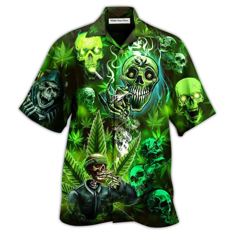 Hawaiian Shirt / Adults / S Skull So High Cannabis - Hawaiian Shirt - Reefox