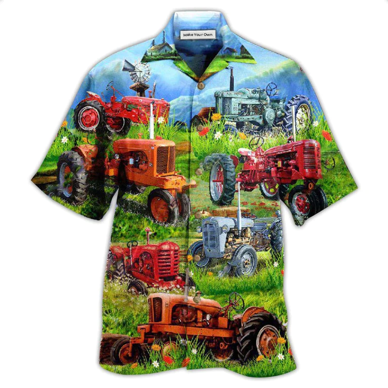 Hawaiian Shirt / Adults / S Tractor Real Men Drive Tractors - Hawaiian Shirt - Reefox