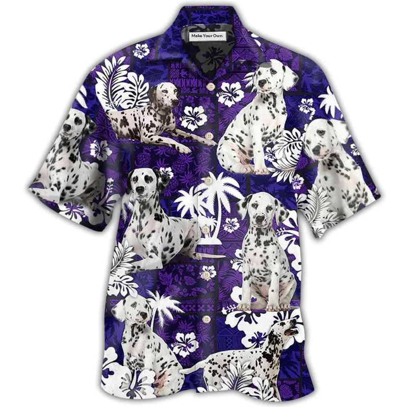 Hawaiian Shirt / Adults / S Dalmatian Dog Lover Tropical Life Purple - Hawaiian Shirt - Reefox