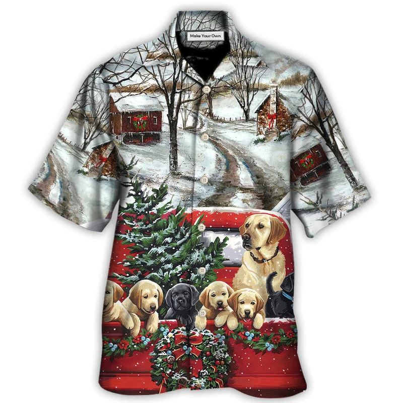 Hawaiian Shirt / Adults / S Christmas Dog Come Home In Truck - Hawaiian Shirt - Reefox