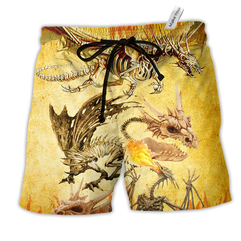 Beach Short / Adults / S Dragon Skull Love Amazing Life - Beach Short Reefox - Owls Matrix LTD