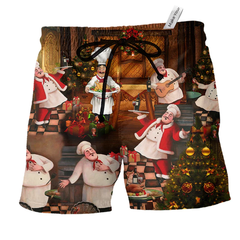 Beach Short / Adults / S Food Chef Merry Christmas - Beach Short Reefox - Owls Matrix LTD