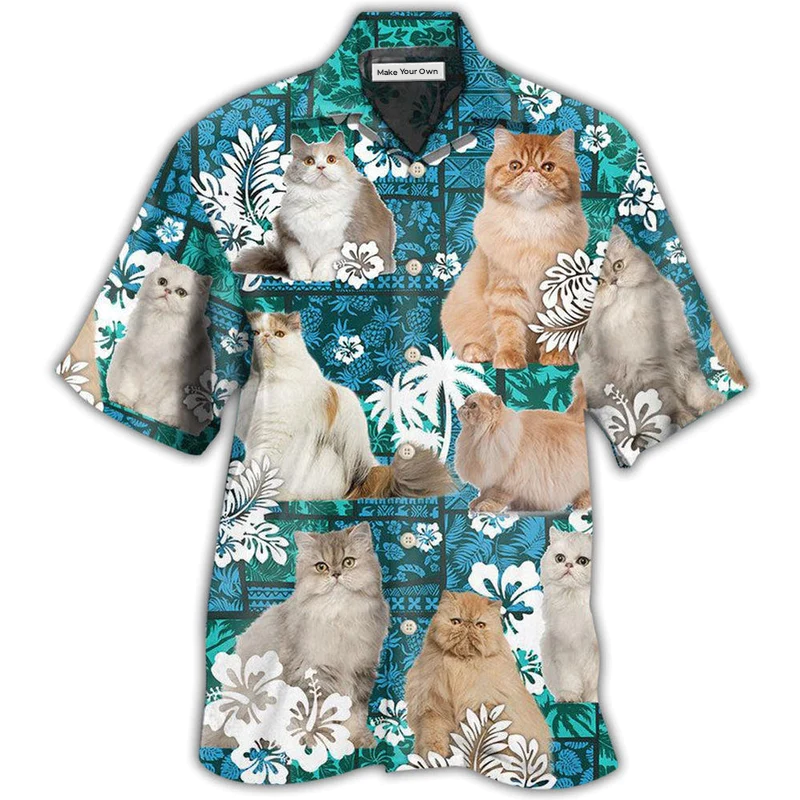 Hawaiian Shirt / Adults / S Cat Persian Cat Lover Tropical - Hawaiian Shirt - Reefox