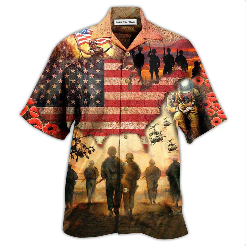 Hawaiian Shirt / Adults / S Veteran Blood Sweat And Tear America Flag - Hawaiian Shirt - Reefox