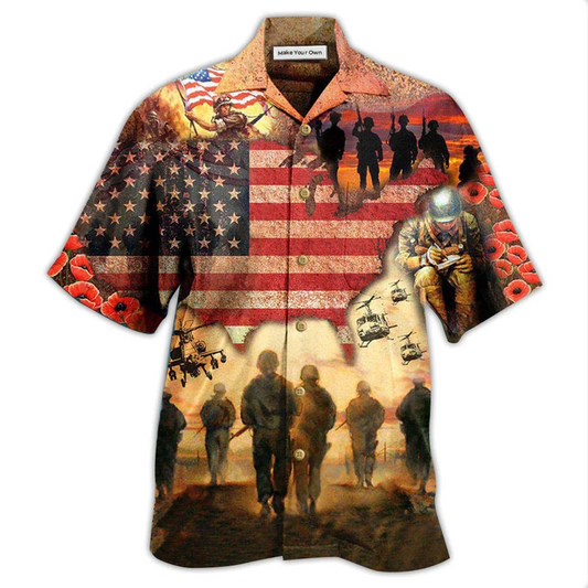 Hawaiian Shirt / Adults / S Veteran Blood Sweat And Tear America Flag - Hawaiian Shirt - Reefox