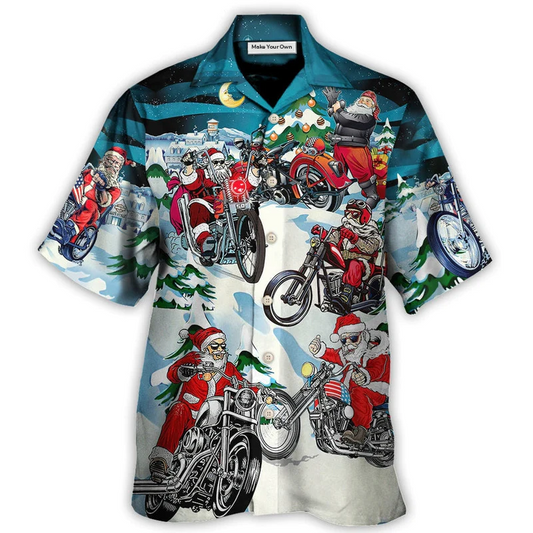 Hawaiian Shirt / Adults / S Christmas Santa Claus Driving Motorcycle - Hawaiian Shirt - Reefox