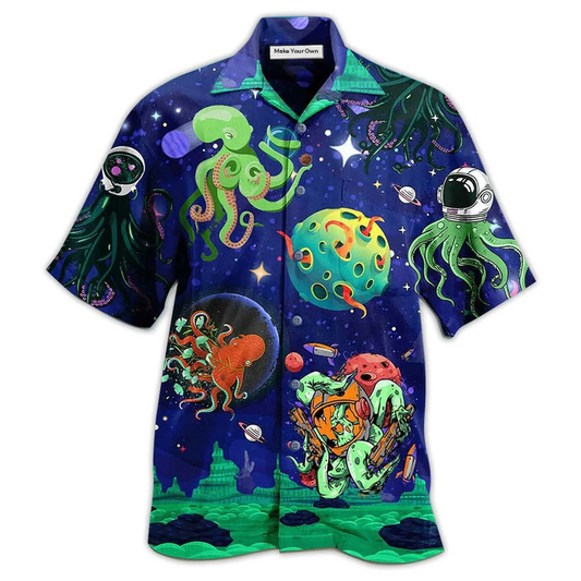 Hawaiian Shirt / Adults / S Octopus Astronaut Style - Hawaiian Shirt - Reefox