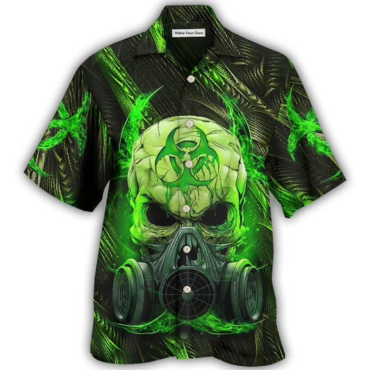 Hawaiian Shirt / Adults / S Skull Mask Green Lighting - Hawaiian Shirt - Reefox