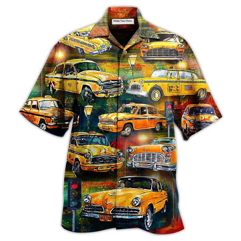 Hawaiian Shirt / Adults / S Car Yellow Vintage Style - Hawaiian Shirt - Reefox