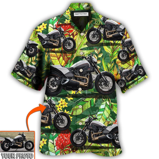 Hawaiian Shirt / Adults / S Motorcycle Cool Style Tropical Flower Custom Photo - Hawaiian Shirt - Reefox