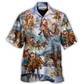 Hawaiian Shirt / Adults / S Christmas Santa Claus Riding Horse Snow Mountain Art Style - Hawaiian Shirt - Reefox