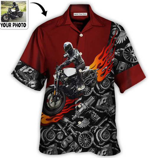 Motorcycle Biker Flame Custom Photo - Hawaiian Shirt - Reefox