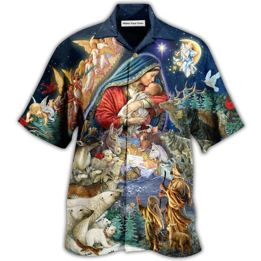 Hawaiian Shirt / Adults / S Jesus Born Of The Glory - Hawaiian Shirt - Reefox