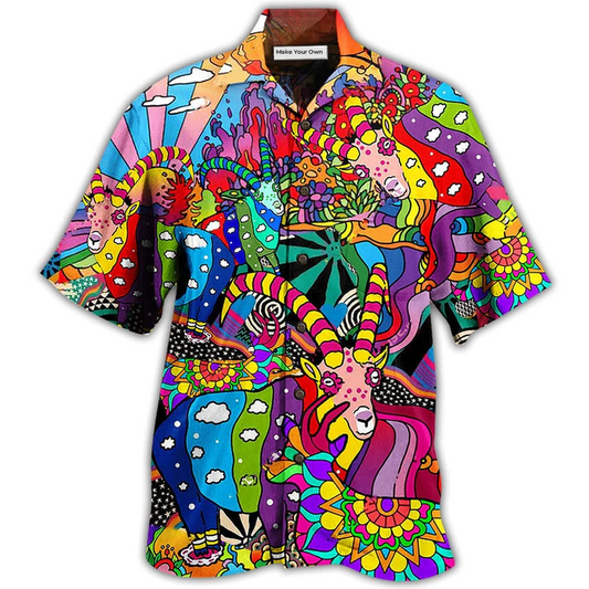 Hawaiian Shirt / Adults / S Hippie Deer Peace Love Life Color Amazing - Hawaiian Shirt - Reefox