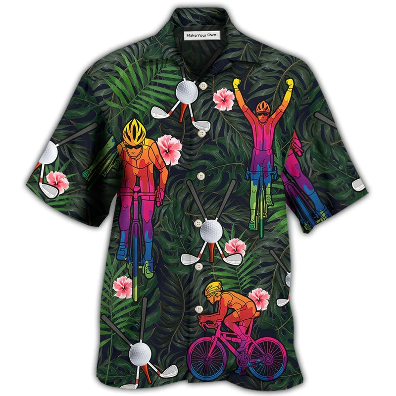 Hawaiian Shirt / Adults / S Golf I Like Golf And Cycling - Hawaiian Shirt - Reefox