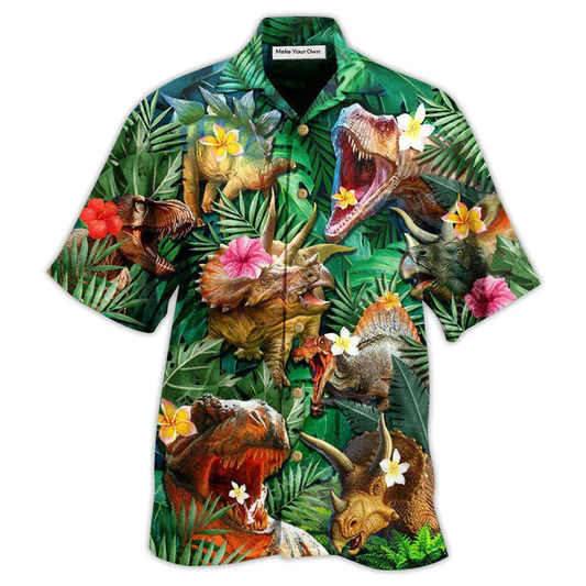 Hawaiian Shirt / Adults / S Dinosaur Aloha Style Tropical Floral - Hawaiian Shirt - Reefox