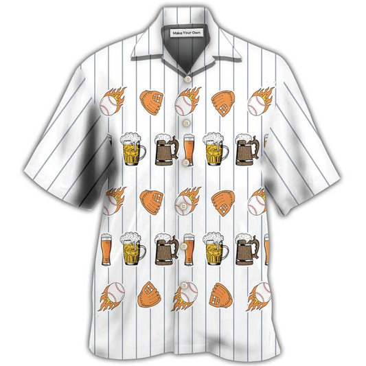 Hawaiian Shirt / Adults / S Beer I Like Beer And Baseball And Maybe 3 People - Hawaiian Shirt - Reefox