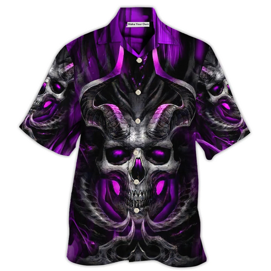 Hawaiian Shirt / Adults / S Skull Dark Purple Fire Lighting - Hawaiian Shirt - Reefox