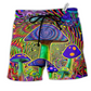 Beach Short / Adults / S Hippie Mushroom Magic Style - Beach Short Reefox - Owls Matrix LTD